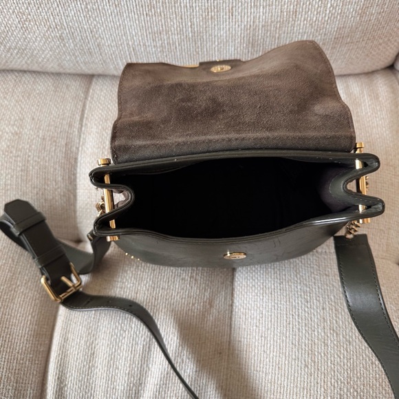 SANDRO Paris Bonnie Leather & Suede Crossbody Bag - Olive - Picture 3 of 10